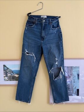 Abercrombie & Fitch High-Rise Distressed Blue Jeans